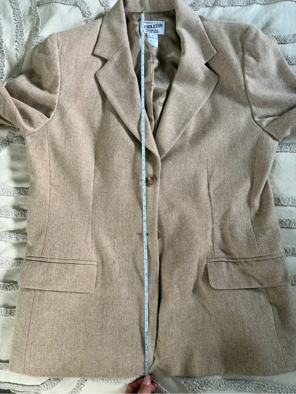 Pendleton Women's Wool Blazer, Beige, size 12 - Picture 8 of 9